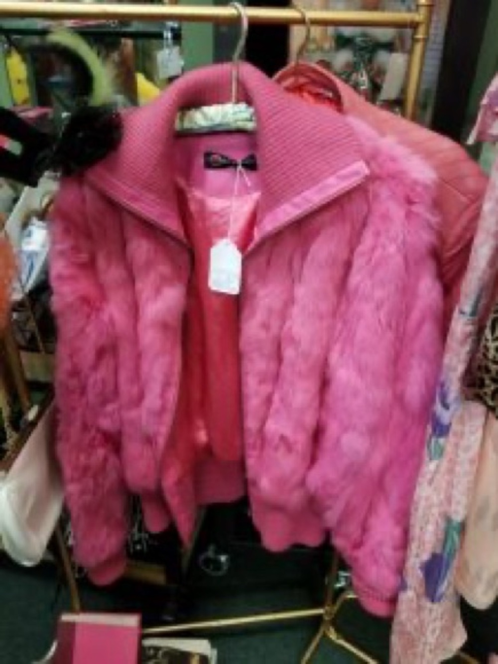 Yoki Pink Rabbit Fur Women's Jacket - Y2K vintage coat